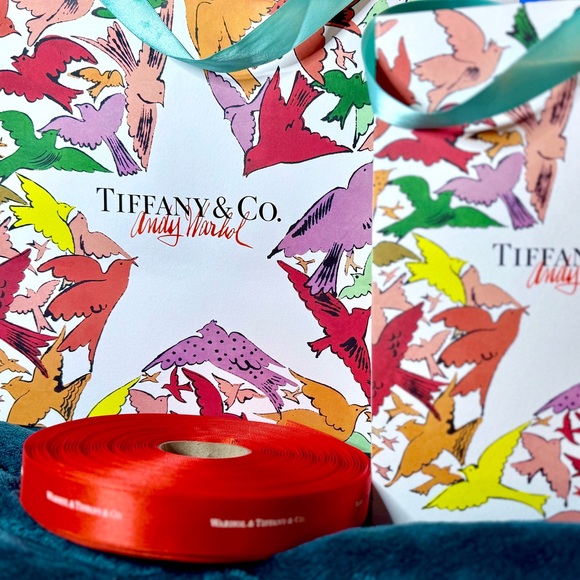 Tiffany & Co. x Andy Warhol 2 Gift Bag sz XL & M and HUGE Ribbon Roll BUNDLE - Picture 2 of 16